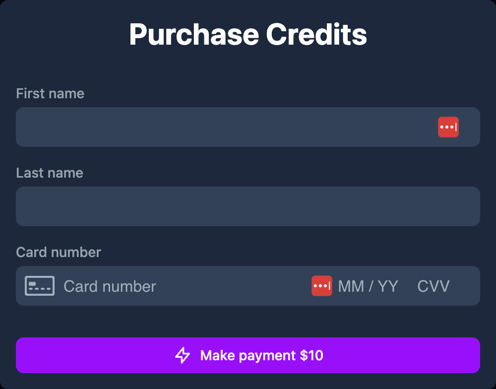 Purchase Credits Form